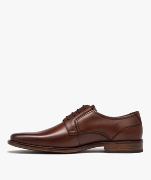Derbies homme dessus cuir uni à bout carré - Tanéo vue3 - TANEO - GEMO