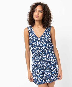 Combishort femme imprimé avec bretelles smockées vue2 - GEMO(FEMME PAP) - GEMO
