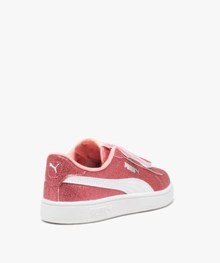 Baskets fille unies à scratch avec dessus pailleté - Puma vue4 - PUMA - GEMO