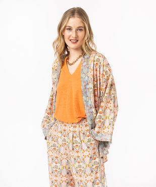 Veste fluide à motifs fleuris coupe kimono femme vue1 - GEMO(FEMME PAP) - GEMO