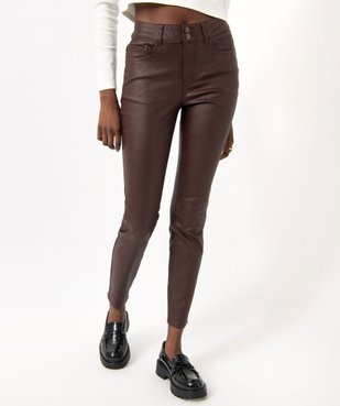 Pantalon enduit taille haute coupe skinny push-up femme vue1 - GEMO 4G FEMME - GEMO