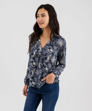 Tee-shirt manches longues imprimé col V fantaisie femme vue4 - GEMO 4G FEMME - GEMO