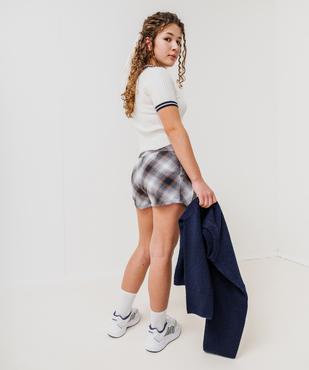 Jupe-short courte et plissée à carreaux fille vue5 - GEMO (JUNIOR) - GEMO
