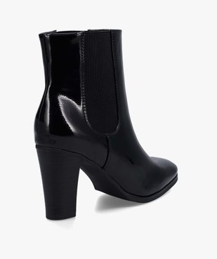Boots femme style Chelsea à talon haut dessus verni vue4 - GEMO(URBAIN) - GEMO