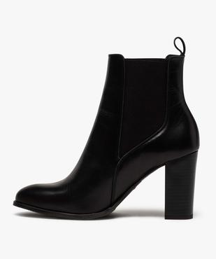 Boots femme à talon dessus style chelsea en cuir uni vue3 - GEMO(URBAIN) - GEMO