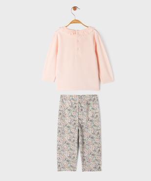 Pyjama en velours 2 pièces motif fleuri bébé vue4 - GEMO 4G BEBE - GEMO