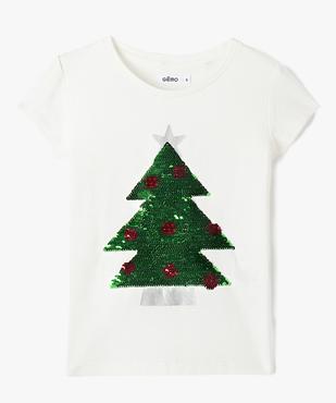 Tee-shirt de Noël fille à manches courtes et sequins réversibles vue1 - GEMO (ENFANT) - GEMO