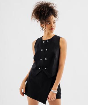 Top court uni col rond femme vue1 - GEMO(FEMME PAP) - GEMO