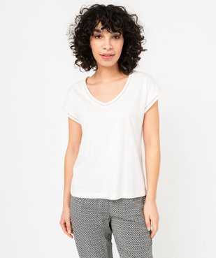 Tee-shirt à manches courtes avec finitions scintillantes femme vue1 - GEMO 4G FEMME - GEMO