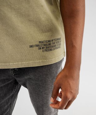 Tee-shirt manches courtes coloris délavé avec inscriptions homme vue4 - GEMO (HOMME) - GEMO