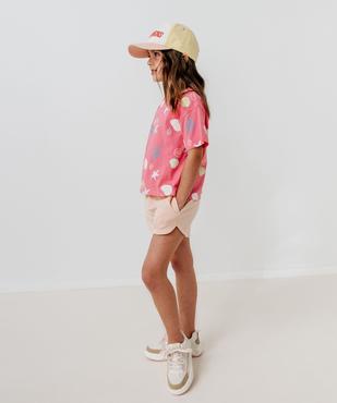 Short en maille French Terry avec taille élastique fille vue5 - GEMO 4G FILLE - GEMO