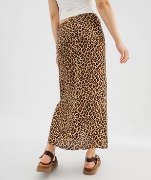 Jupe portefeuille longue en viscose froissée imprimée femme vue3 - GEMO 4G FEMME - GEMO