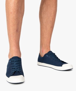 Baskets homme en toile unie à lacets et bout renforcé  vue1 - GEMO 4G HOMME - GEMO