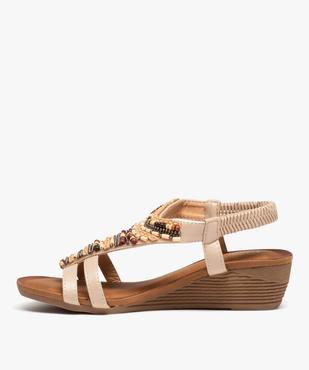 Sandales femme à petit talon compensé dessus en perles vue3 - SANS MARQUE - GEMO