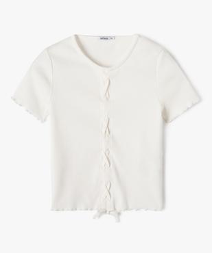 Tee-shirt droit à côtes et manches courtes file vue1 - GEMO (JUNIOR) - GEMO
