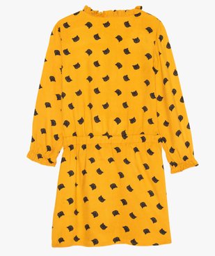 Robe fille imprimée à manches longues et taille élastiquée  vue3 - GEMO (ENFANT) - GEMO