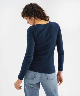 Tee-shirt manches longues en maille côtelée extensible femme vue3 - GEMO 4G FEMME - GEMO