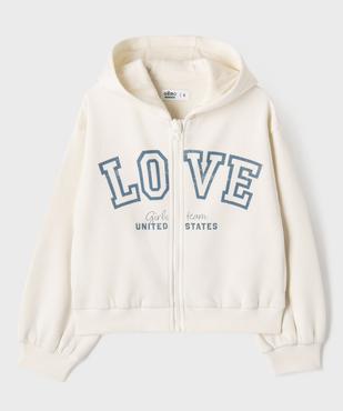 Sweat zippé à capuche avec inscription fille vue3 - GEMO 4G FILLE - GEMO