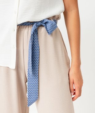 Pantalon large et fluide avec ceinture à motifs femme vue2 - GEMO(FEMME PAP) - GEMO
