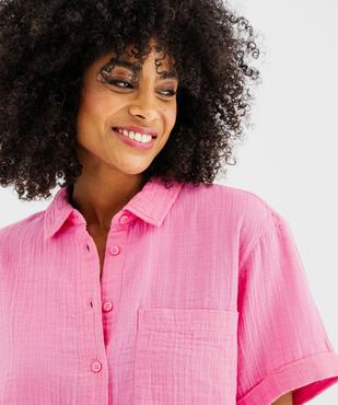 Chemise courte à manches courtes en gaze de coton femme vue2 - GEMO(FEMME PAP) - GEMO
