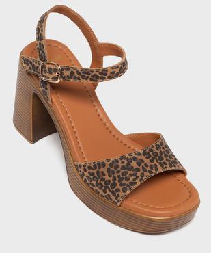 Sandales à talon haut et patin en cuir suédé femme - Tanéo vue5 - TANEO - GEMO