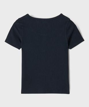 Tee-shirt manches courtes en maille côtelée fille vue3 - GEMO 4G FILLE - GEMO