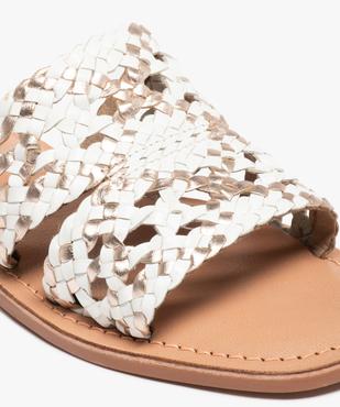 Mules femme à talon plat et brides tressées en cuir - Taneo vue6 - TANEO - GEMO