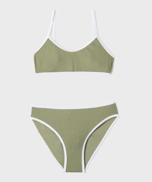 Maillot de bain 2 pièces en maille côtelée fille vue1 - GEMO (JUNIOR) - GEMO