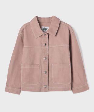 Veste en twill de coton à col chemise et poches plaquées fille vue2 - GEMO 4G FILLE - GEMO