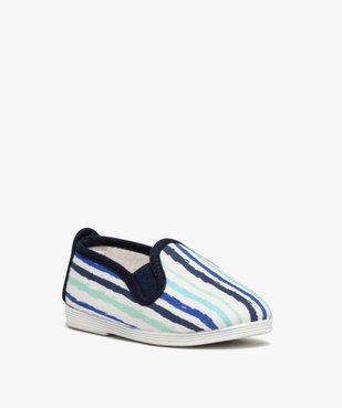 Chaussons bébé garçon en toile rayée vue2 - GEMO (ENFANT) - GEMO