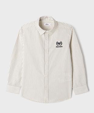 Chemise à rayures avec motif brodé poitrine garçon vue1 - GEMO (ENFANT) - GEMO