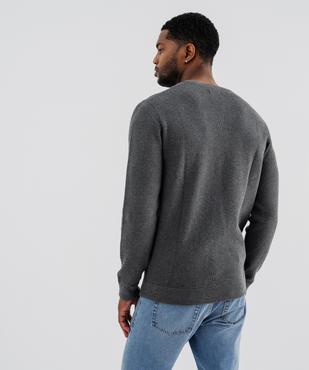 Pull col rond en coton uni homme vue3 - GEMO (HOMME) - GEMO