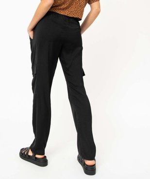 Pantalon cargo en satin fluide uni femme vue3 - GEMO(FEMME PAP) - GEMO