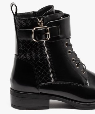 Boots femme vernies à talon plat avec zip et bride à boucle vue7 - GEMO (CASUAL) - GEMO