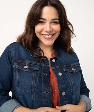 Veste en jean femme grande taille délavage plus responsable vue2 - GEMO 4G GT - GEMO
