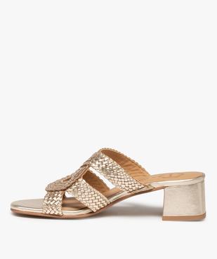 Mules femme à talon dessus cuir tressé – Taneo vue3 - TANEO - GEMO