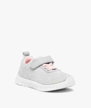 Baskets fille dessus jersey à lacets élastiques et scratch vue2 - GEMO (ENFANT) - GEMO