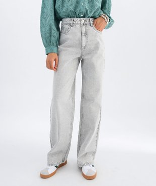 Jean wide leg taille haute coloris délavé femme vue4 - GEMO 4G FEMME - GEMO