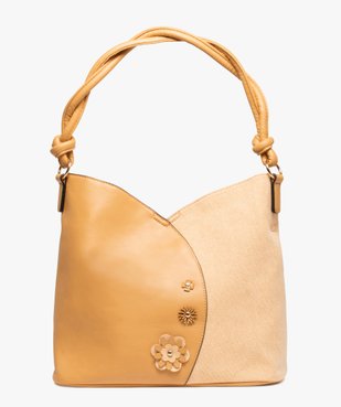 Sac femme bi-matières avec fleurs en relief vue1 - GEMO (ACCESS) - GEMO