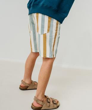Bermuda skater en coton délavé et rayé garçon vue6 - GEMO 4G GARCON - GEMO