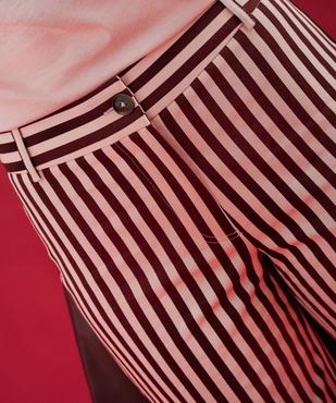 Pantalon large à rayures en coton stretch femme vue3 - GEMO(FEMME PAP) - GEMO