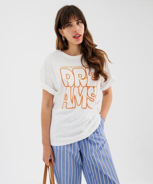 Tee-shirt manches courtes en jersey de coton imprimé femme vue1 - GEMO(FEMME PAP) - GEMO