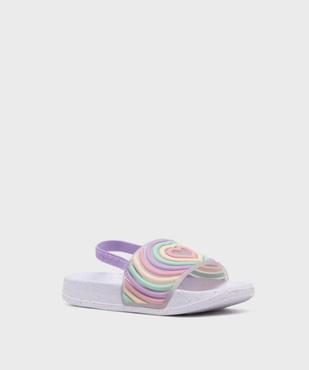 Mules de piscine avec bride cheville élastique et bandeau imprimé fille  vue2 - GEMO (PLAGE) - GEMO