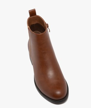 Boots femme à talon plat et à zip avec liseré tressé doré vue6 - GEMO (CASUAL) - GEMO