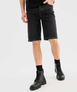 Bermuda en jean extensible et délavé coupe droite homme vue1 - GEMO 4G HOMME - GEMO