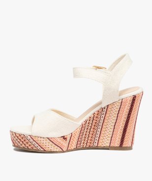 Sandales femme compensées dessus et semelle en toile vue3 - GEMO(URBAIN) - GEMO