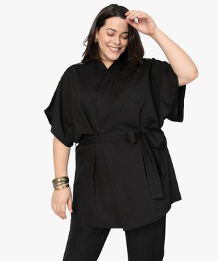 Veste femme forme kimono avec dentelle vue1 - GEMO (G TAILLE) - GEMO