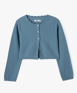 Gilet court en maille fantaisie fille vue1 - GEMO (ENFANT) - GEMO