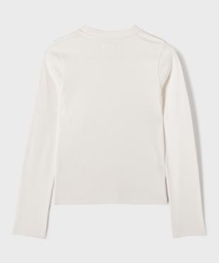 Tee-shirt manches longues uni en maille côtelée fille vue3 - GEMO 4G FILLE - GEMO