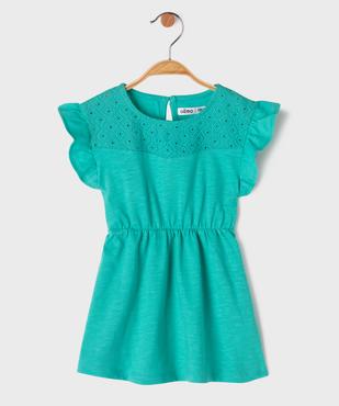 Robe en coton avec haut brodé et manches volantées bébé fille vue1 - GEMO(BEBE DEBT) - GEMO